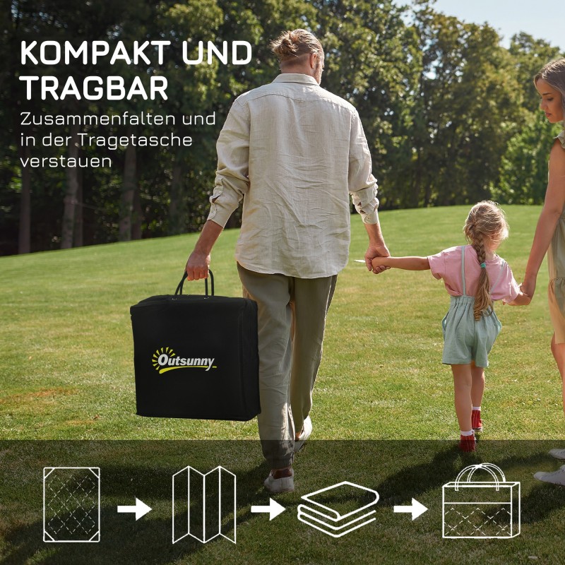 Käännettävä ulkomatto, vedenkestävä muovi, 182 x 274 cm, musta/harmaa, geometrinen