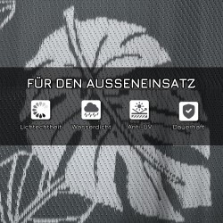 Ulkokäyttöön vedenpitävä käännettävä matto lehtikuvio 182x274 cm harmaa/valkoinen