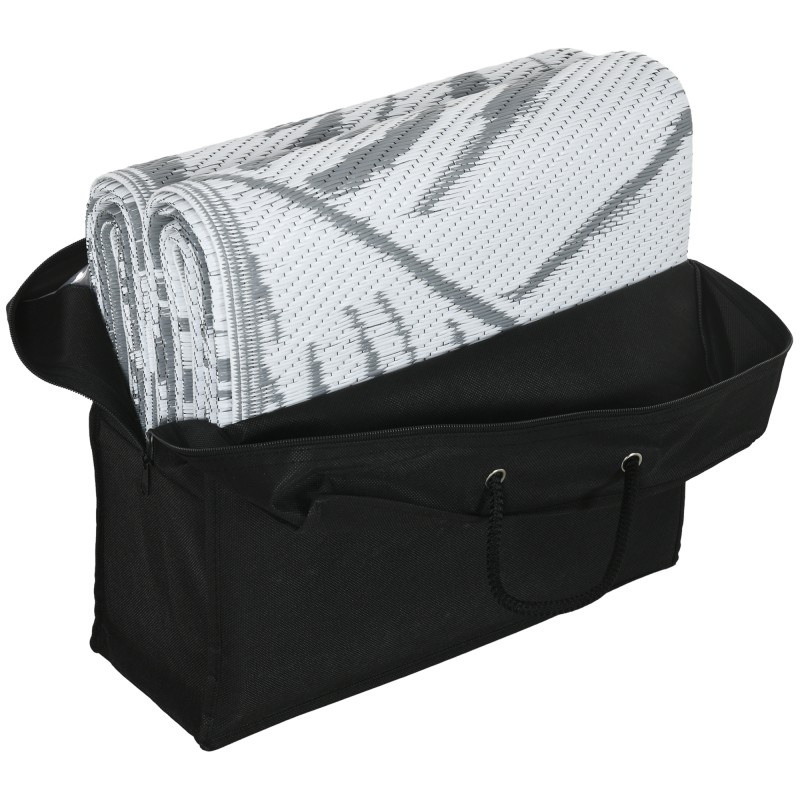 Ulkokäyttöön vedenpitävä käännettävä matto lehtikuvio 182x274 cm harmaa/valkoinen