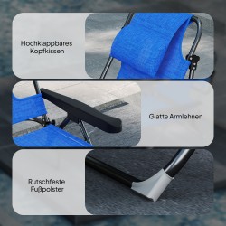 Aurinkotuoli ulkolepotuoli teräsrunko 194 x 72 x 31 cm tummansininen/musta, taitettava