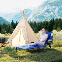 Aurinkotuoli ulkolepotuoli teräsrunko 194 x 72 x 31 cm tummansininen/musta, taitettava