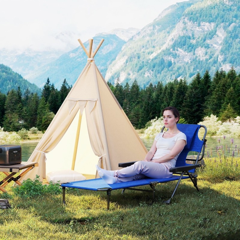 Aurinkotuoli ulkolepotuoli teräsrunko 194 x 72 x 31 cm tummansininen/musta, taitettava