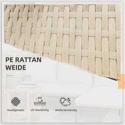 Puutarhan oleskeluryhmä 3 osaa, PE-rottinki, 2 h sohva, lepotuoli ja pöytä, luonnonväri/kerma