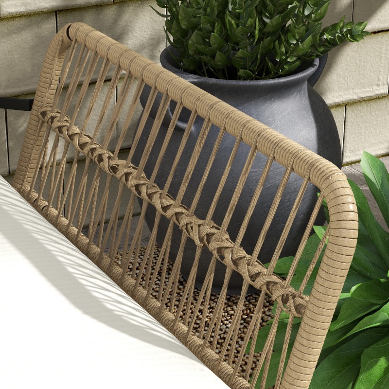 Puutarhan oleskeluryhmä 3 osaa, PE-rottinki, 2 h sohva, lepotuoli ja pöytä, luonnonväri/kerma