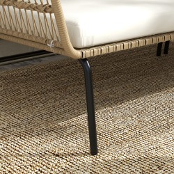 Puutarhan oleskeluryhmä 3 osaa, PE-rottinki, 2 h sohva, lepotuoli ja pöytä, luonnonväri/kerma