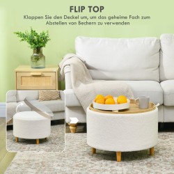 Säilytysrahi teddyfleece-kangas 56 x 56 x 42 cm käännettävä kansi valkoinen