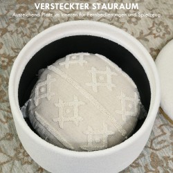 Säilytysrahi teddyfleece-kangas 56 x 56 x 42 cm käännettävä kansi valkoinen