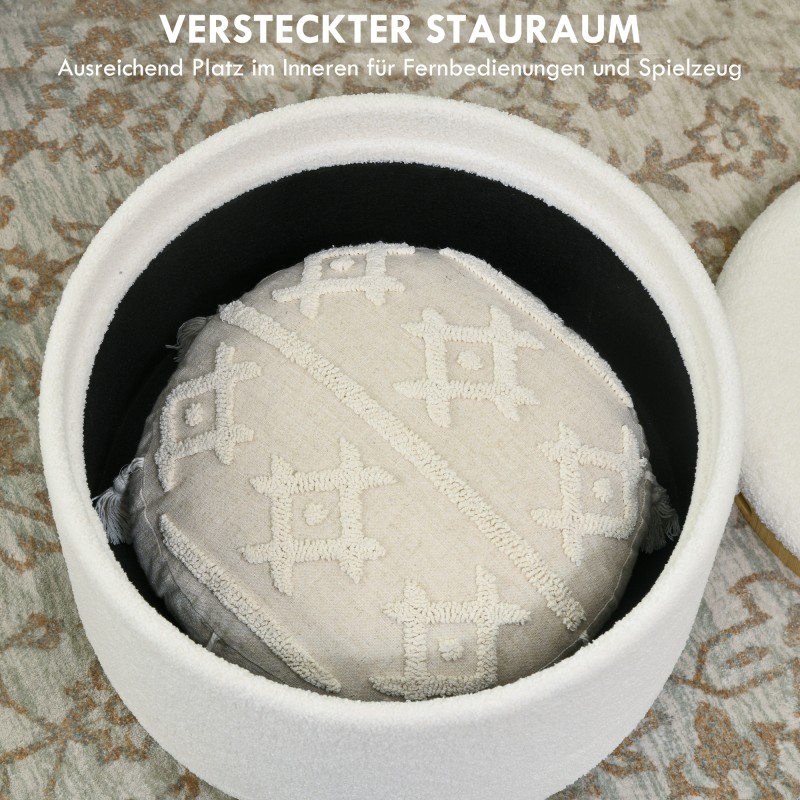 Säilytysrahi teddyfleece-kangas 56 x 56 x 42 cm käännettävä kansi valkoinen