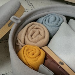 Säilytysrahi teddyfleece-pehmusteella, käännettävä kansi tarjottimeksi, 56 x 56 x 42 cm, harmaa