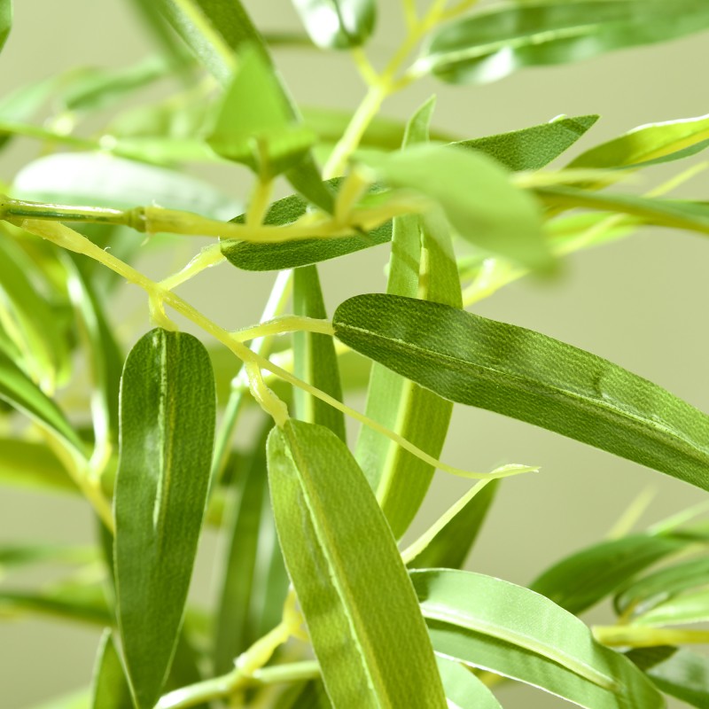 Keinotekoinen bambukasvi 3 vartta 830 lehteä 180 cm vihreä musta sementtiruukussa