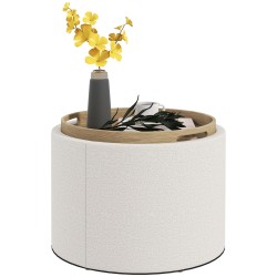 Säilytysrahi käännettävällä kannella pellavakuosinen 56 x 56 x 42 cm creme luonnonväri