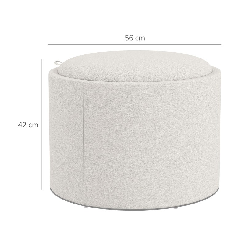 Säilytysrahi käännettävällä kannella, pellavakuosinen, 56 x 56 x 42 cm, creme/luonnonväri