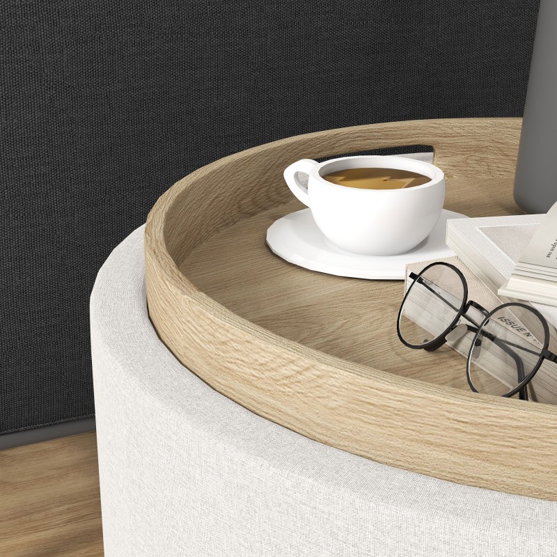 Säilytysrahi käännettävällä kannella, pellavakuosinen, 56 x 56 x 42 cm, creme/luonnonväri