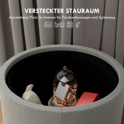 Säilytysrahi kääntyvällä kannella, pellavapintainen kangas, 56 x 56 x 42 cm, harmaa / tammi