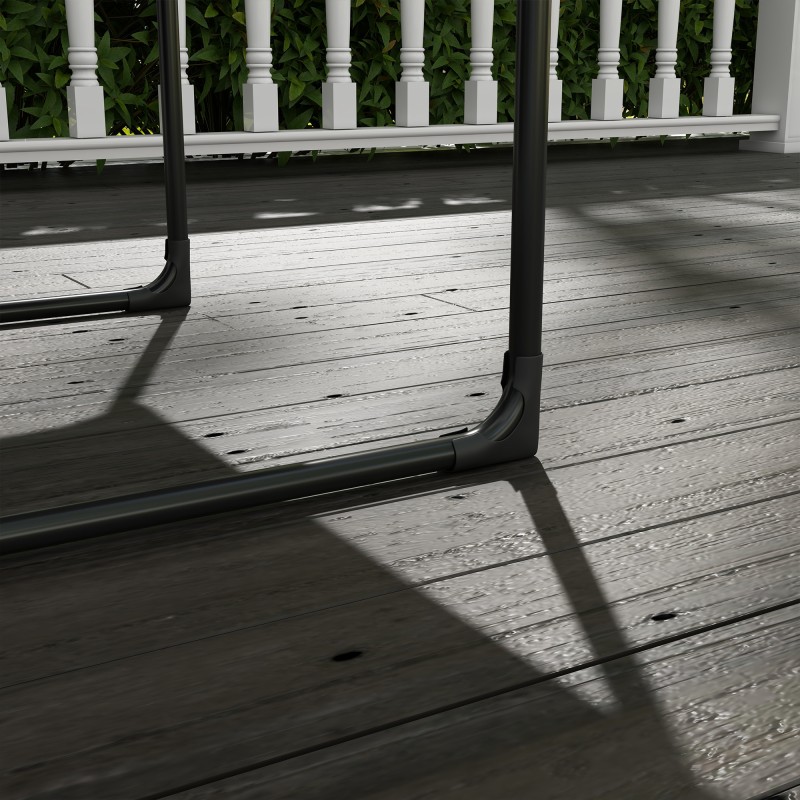 Ulkotuoli ulkokäyttöön, teräsrunko, paksu pehmuste, 62 x 110 x 88 cm, harmaa/musta