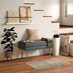 Säilytyspenkki pehmustettu teräsjaloin 79,5 x 37,5 x 43 cm tummanharmaa