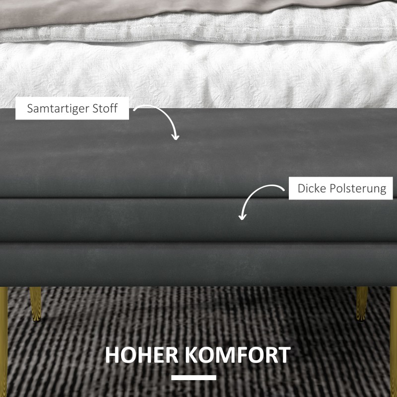 Säilytyspenkki pehmustettu teräsjaloin 79,5 x 37,5 x 43 cm tummanharmaa