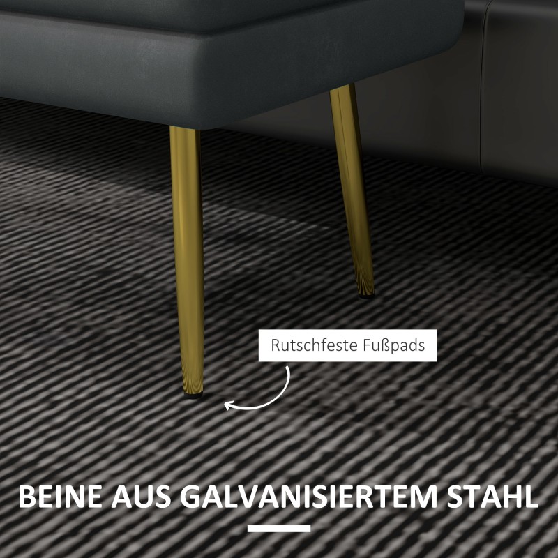 Säilytyspenkki pehmustettu teräsjaloin 79,5 x 37,5 x 43 cm tummanharmaa