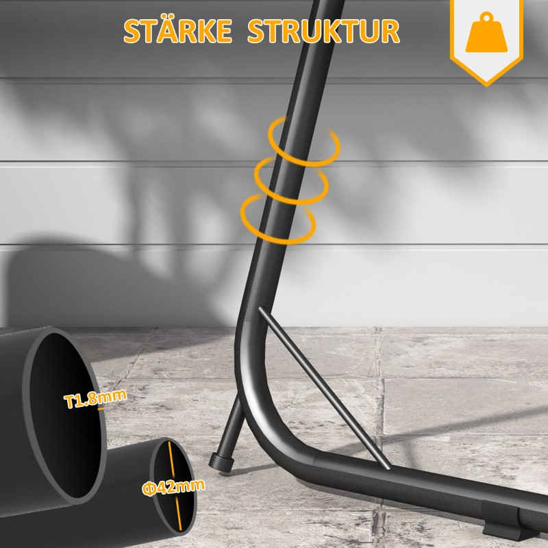 Riippuistuimen jalusta ulko- ja sisäkäyttöön teräs 133 x 116 x 195–230 cm musta, kantavuus 150 kg