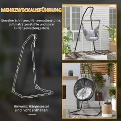 Riippuistuimen jalusta ulko- ja sisäkäyttöön teräs 133 x 116 x 195–230 cm musta, kantavuus 150 kg