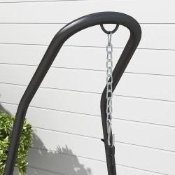 Riippuistuimen jalusta ulko- ja sisäkäyttöön teräs 133 x 116 x 195–230 cm musta, kantavuus 150 kg