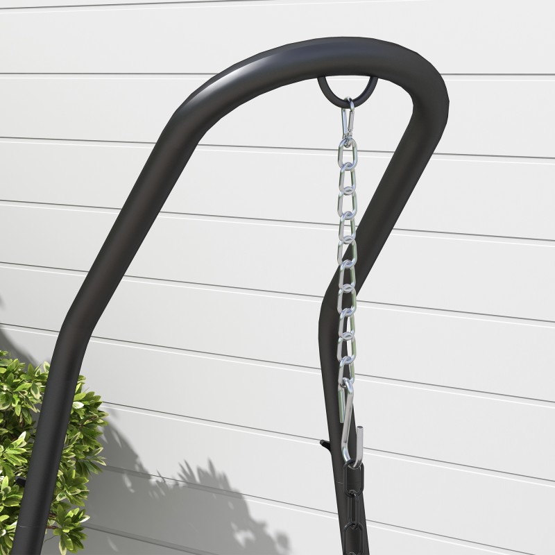 Riippuistuimen jalusta ulko- ja sisäkäyttöön teräs 133 x 116 x 195–230 cm musta, kantavuus 150 kg