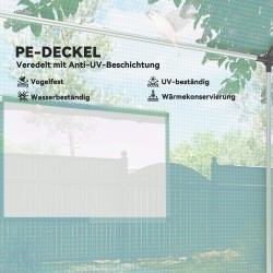 Tunnelikasvihuone ulkokäyttöön, sinkitty teräsrunko, PE-kate, 2x3x2 m, vihreä