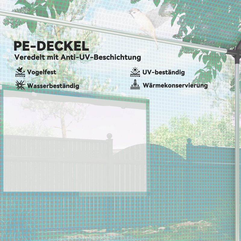 Tunnelikasvihuone ulkokäyttöön, sinkitty teräsrunko, PE-kate, 2x3x2 m, vihreä