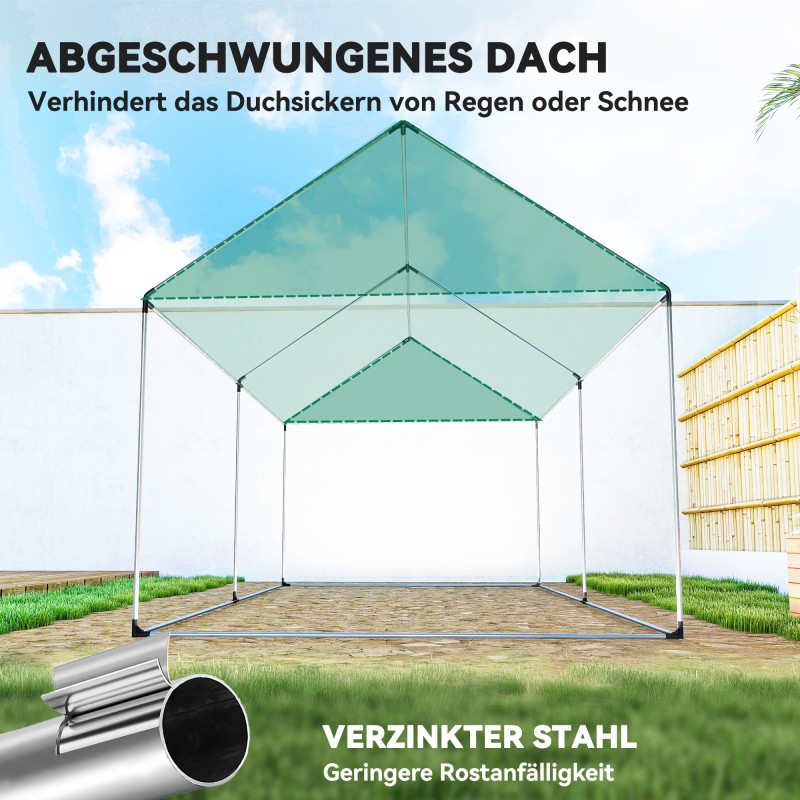 Kasvihuone ulkokäyttöön 3 x 2 x 2 m, galvanoitu teräsrunko, UV-suojattu PE-peite, valkoinen