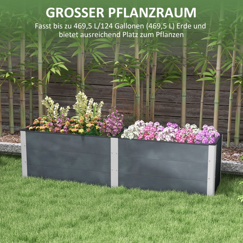 Kasvatuslaatikko puu-muovikomposiitista ja alumiinista 200 x 50 x 56 cm 469,5 l harmaa