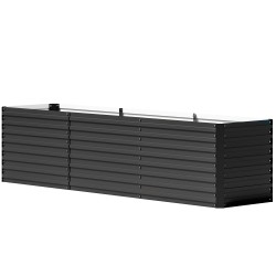 Metallinen viljelylaatikko avoin pohja galvanoitu teräs 240 x 60 x 60 cm tummanharmaa