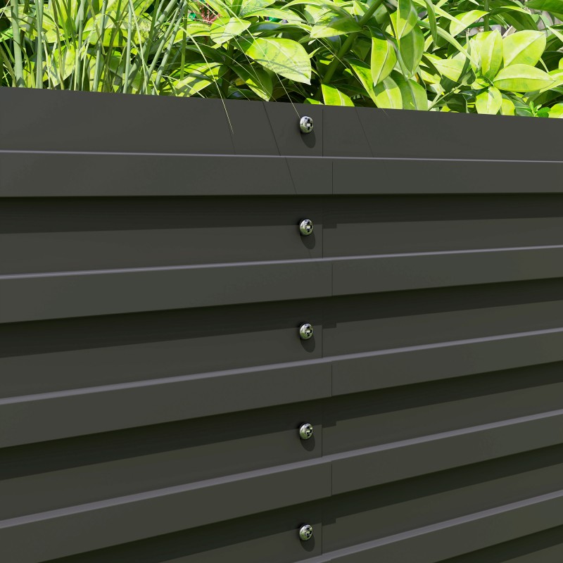 Metallinen viljelylaatikko avoin pohja galvanoitu teräs 240 x 60 x 60 cm tummanharmaa