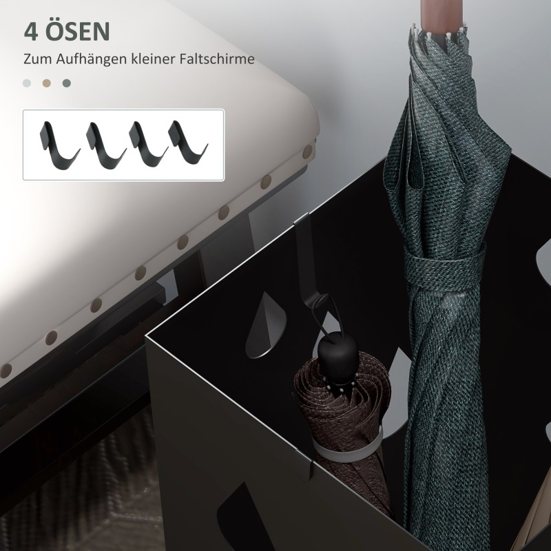 Sateenvarjoteline 4 koukkua galvanoitu teräs 15,5 x 15,5 x 40 cm musta