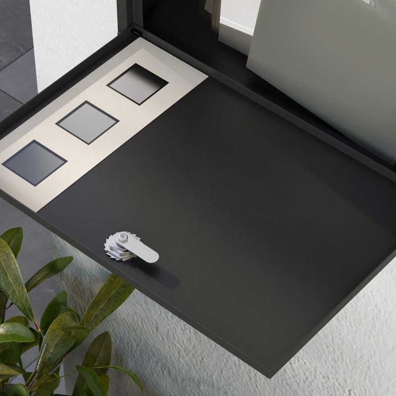 Postilaatikko seinämalli metalli 36,5 x 11,5 x 29 cm musta lukittava