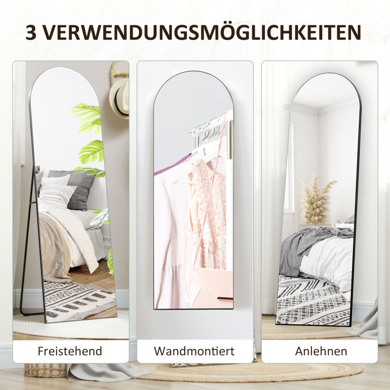 Kokovartalopeili raamiton lattia-/seinämalli 50x150 cm musta