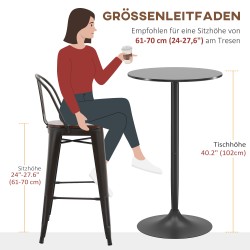 Baaripöytä kahdelle, MDF/teräs, Ø60 x 102 cm, musta