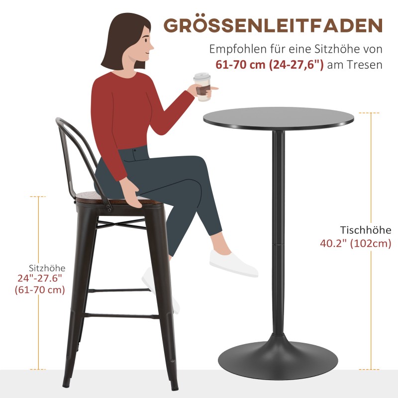 Baaripöytä kahdelle, MDF/teräs, Ø60 x 102 cm, musta