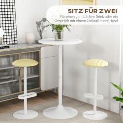 Baaripöytä kahdelle, MDF/teräs, Ø60 x 102 cm, valkoinen