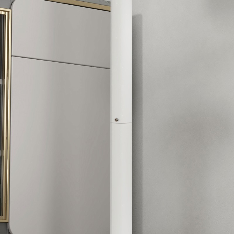 Baaripöytä kahdelle, MDF/teräs, Ø60 x 102 cm, valkoinen