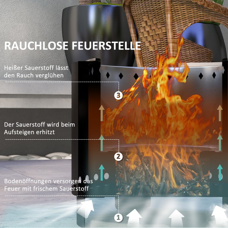 Ulkotulisija metallia Ø45 x 42 cm, lähes savuton, musta–pronssi