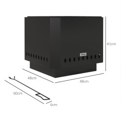 Ulkotulisija tulisauvallla, metalli, 48 x 48 x 41 cm, musta