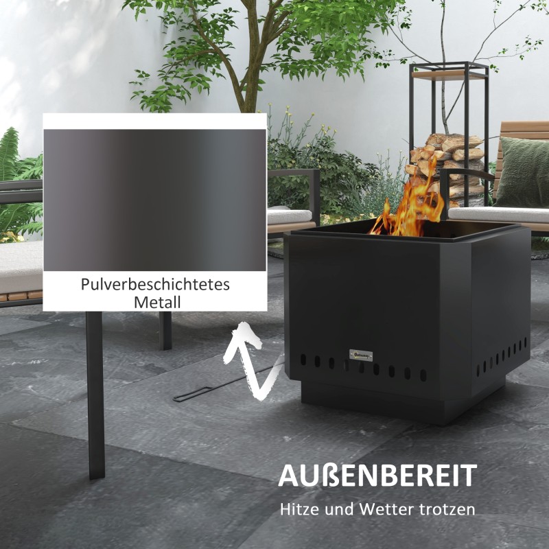 Ulkotulisija tulisauvallla, metalli, 48 x 48 x 41 cm, musta