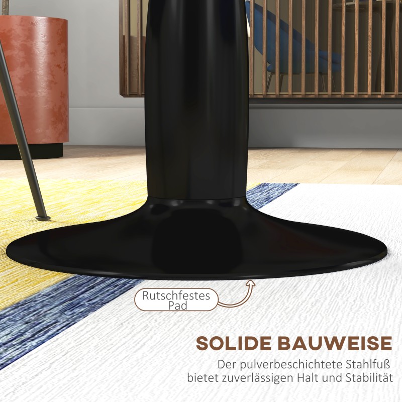 Pyöreä ruokapöytä kahdelle, MDF/melamiini ja teräs, Ø70 x 74 cm, musta