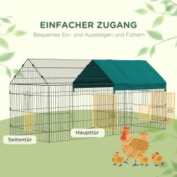 Pieneläinaitaus katoksella, teräs/polyesteri, 220 x 85 x 103 cm, vihreä/musta