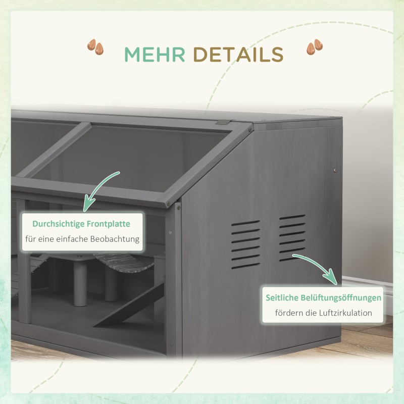 Pieneläinhäkki hamstereille, kuusipuuta, 100 x 52 x 50 cm, tummanharmaa