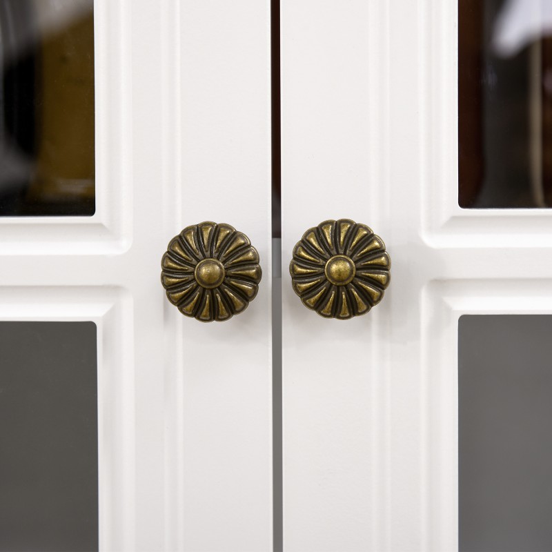 Keittiökaappi buffet, MDF, 2 laatikkoa ja kaapit, 76 x 38 x 182 cm, valkoinen/tummanruskea