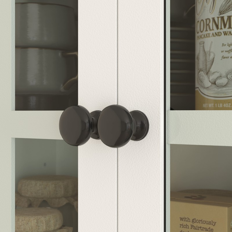 Keittiökaappi lasiovilla ja 2 laatikolla, MDF/puu, 68 x 39,5 x 170 cm, valkoinen/naturaalipuu