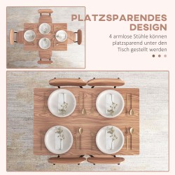 Ruokailuryhmä 4 hengelle, MDF/teräs, pöytä 110 x 70 x 75 cm, teak/musta