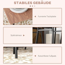 Ruokailuryhmä 4 hengelle, MDF/teräs, pöytä 110 x 70 x 75 cm, teak/musta