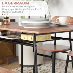 Ruokailuryhmä 4 hengelle, MDF/teräs, pöytä 110 x 70 x 75 cm, teak/musta